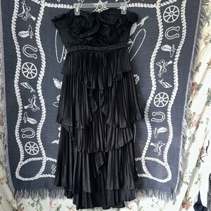 AMUR Strapless Black Ruffled Dress
